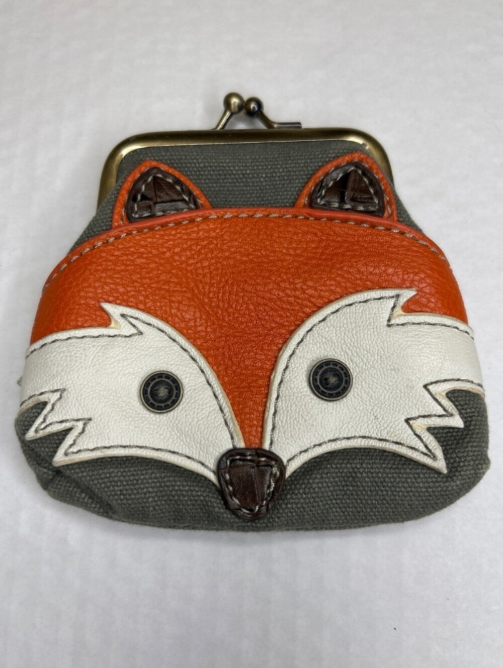 LIKE NEW: Chala Fox Coin Purse in Orange, White, Gray